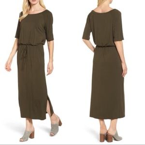 Caslon | Tie Waist Maxi Dress (army green)